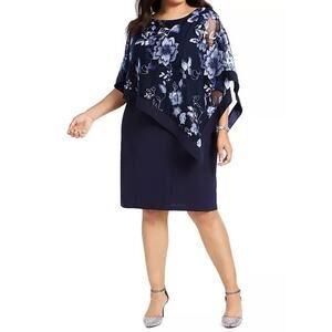 R & M Richards Plus Size Embroidered Cape Dress Size 16W